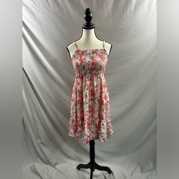 Floral Print Ruffle Hem Shirred Cami Dress - Picture 6 of 8